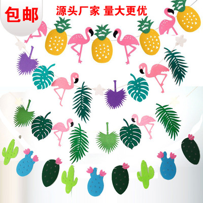 Tropical Rainforest Pineapple Flamingo Flag Cactus Children's Room Kindergarten Decoration Venue Layout Road