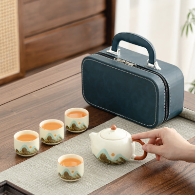 Ruyao travel suit China-Chic portable kungfu tea set outdoor camping express cup business gift company loo