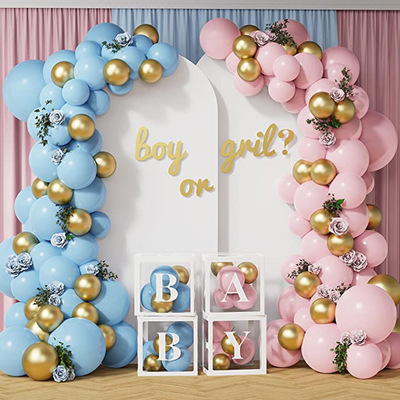 Cross border Pink Blue Latex Balloon Chain Set, Baby Gender Revealed, Baby's First Birthday Party Decoration Balloon