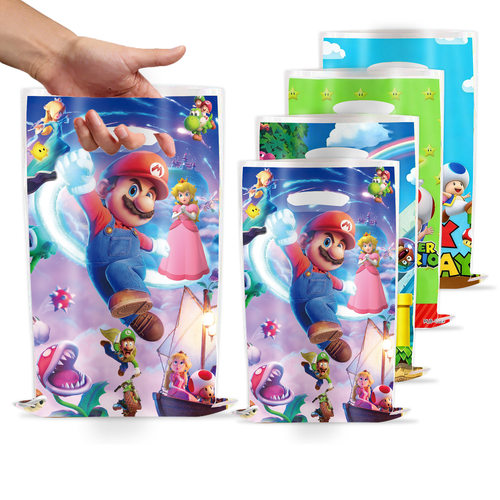 Cross border Mario Cartoon Super Mario Theme Party Decoration Disposable PE Gift Bag Candy Return Bag