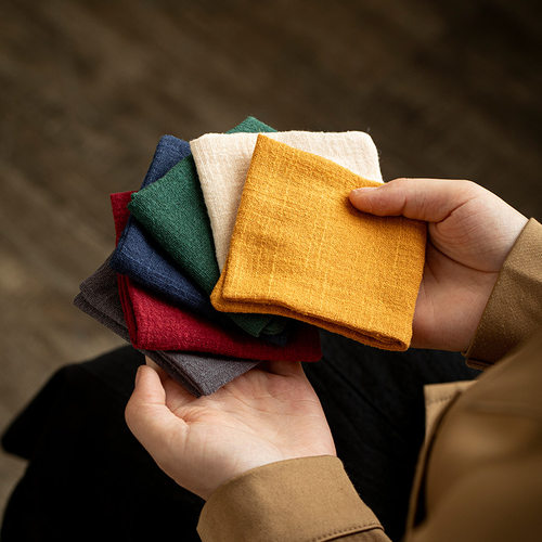Japanese style thick double-layer solid color cotton linen absorbent tea towel, tea ceremony cloth, Kung Fu tea set acc