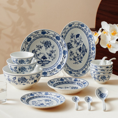 Vintage ceramic soup plates for home use in restaurants, ceramic disc tableware, new Chinese style dish set