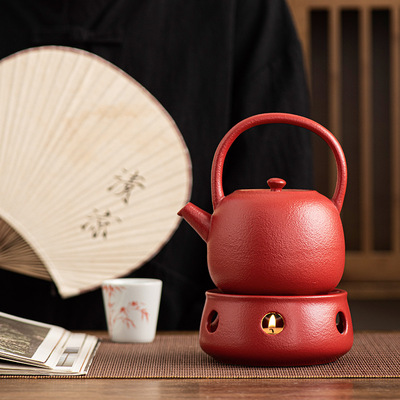 Japanese style tea stove, household tea warmer, tea candle base, Kung Fu tea set, one pot, four cups, handle, single pot