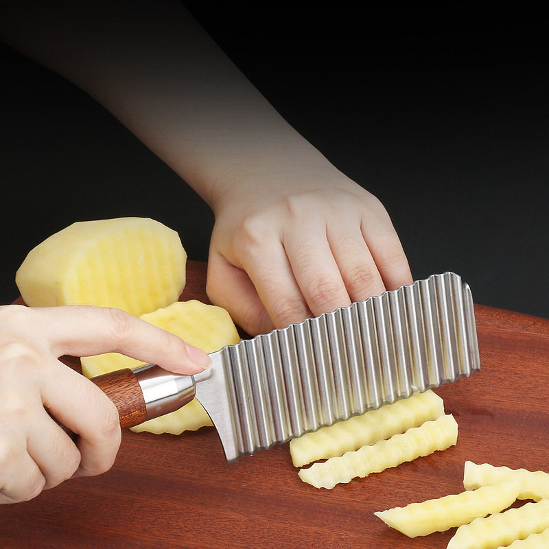 Stainless steel wave knife potato knife multi-function commercial household deep grain thickened Langya potato fancy ch