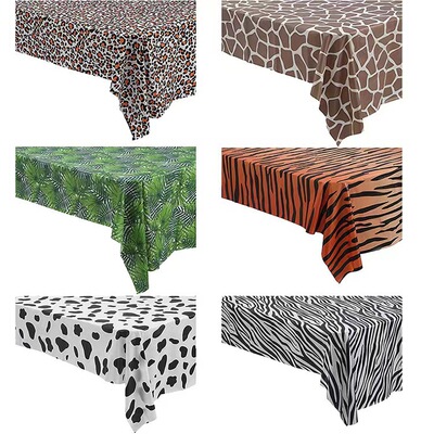 Animal Image Disposable PEVA Tablecloth Beast Stripe Tablecloth Outdoor Dining Picnic Table Mat Party Restaurant Tablec