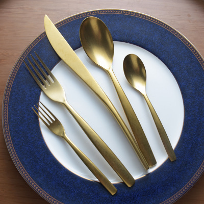 Japanese retro light luxury stainless steel steak knife, fork, spoon, high-end Western tableware, long handled coffee s