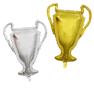 Large gold trophy shaped aluminum foil balloon, school competition, sports meeting, World Cup background decoration and