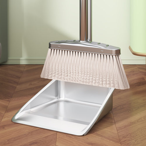 Stainless steel garbage shovel household broom set, dustpan combination broom, hair sweeping artifact broom, struggle t