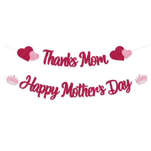 Golden Scallion Shining Happy Mother's Day Theme Flag Banner Happy Mother's Day Thank You Mom Banner