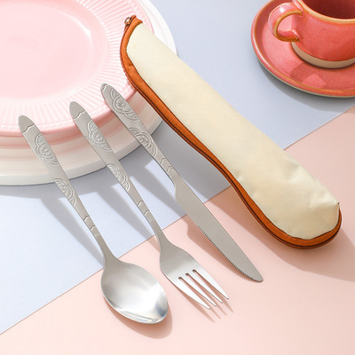 Stainless steel knife, fork, cutlery, bag set, convenient half flower knife, fork, spoon, advertising promotion gift