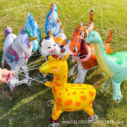 Walking with wheels, animal balloons, cartoon birthday decorations, photo props, children's inflatable toys, gifts, nig