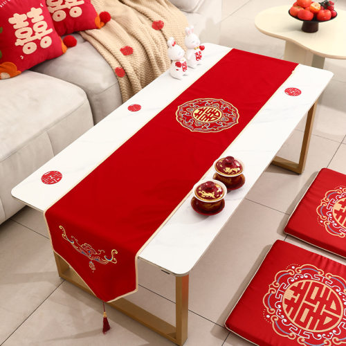 Wedding tablecloth, red wedding lettering, table flag, bedside, wedding room decoration, wedding engagement, new house