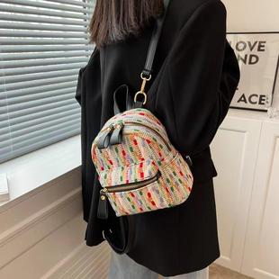 涤纶撞色时尚 日韩系个性 小清新女士小方包女双肩小背包包包