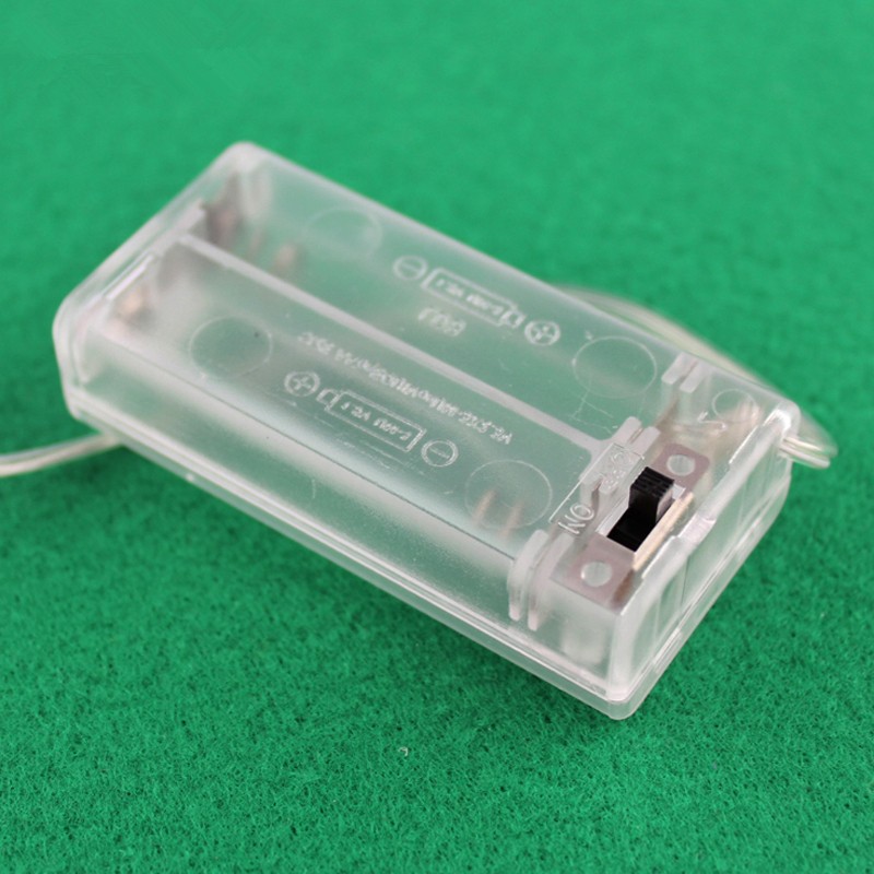 AA 5号2节 2节5号 透明电池盒 带线带开关带盖 五号二节