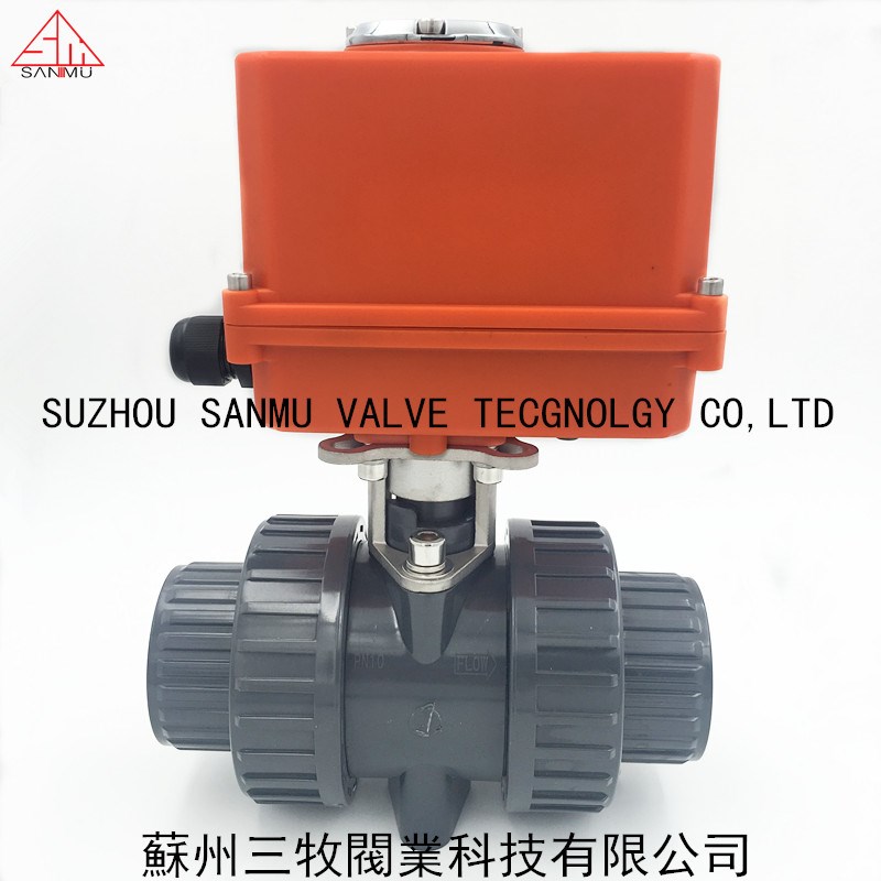 UPVC电动球阀 UPVC电动双由令球阀 PVC电动活接球阀 环琪款20-110