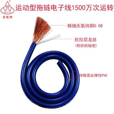 高柔耐弯折拖链铜芯软线TRV0.3 0.5 2.5 4 6 10 16平方坦克链电缆