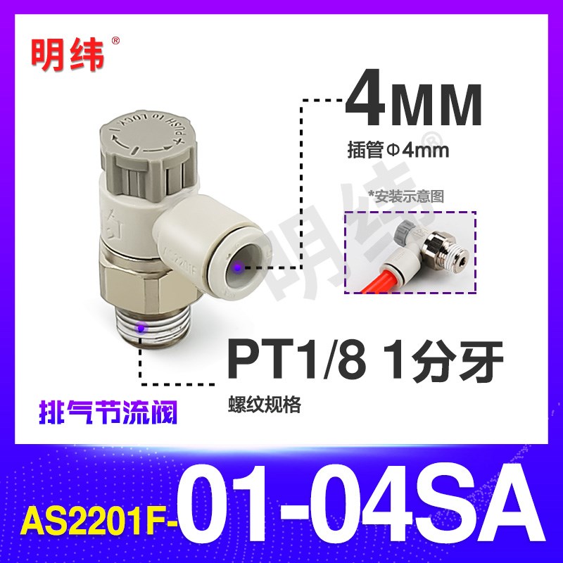 SMC型AS1201F/AS2201F/M3/M5/01/02-03/04/06/调速节流阀气缸接头
