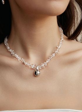 仙气水晶锁骨链搭配裙子气质项链女轻奢小众设计时尚新品ins