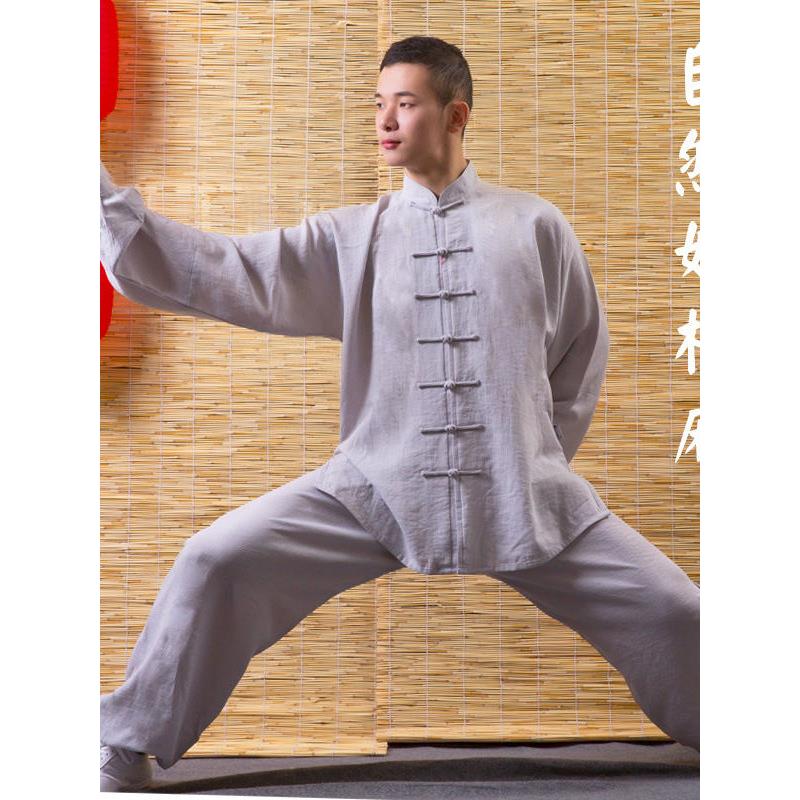 香港太极服男款夏季棉麻透气太极拳服装练功服女武术太极服中国风