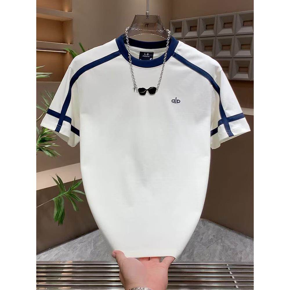 百尊休闲半袖体恤男款t恤拼接韩版宽松设计感短袖薄款透气百搭t恤