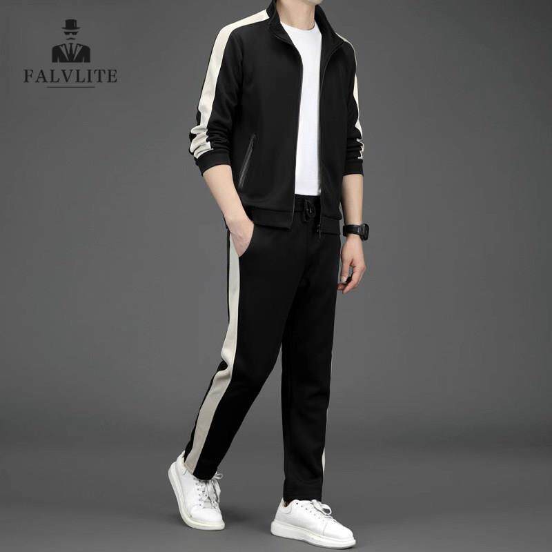 Falvlite春秋新款运动搭配帅气休闲套装男士开襟羊毛衫男士新潮两