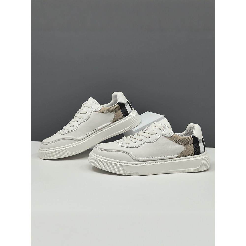 欧洲站男鞋板鞋男款2025新款头层牛皮高级感时尚厚底休闲小白鞋男