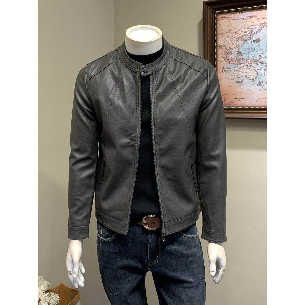 Uask正品皮夹克2025年春秋男士新款立领经典休闲男士摩托车装皮夹