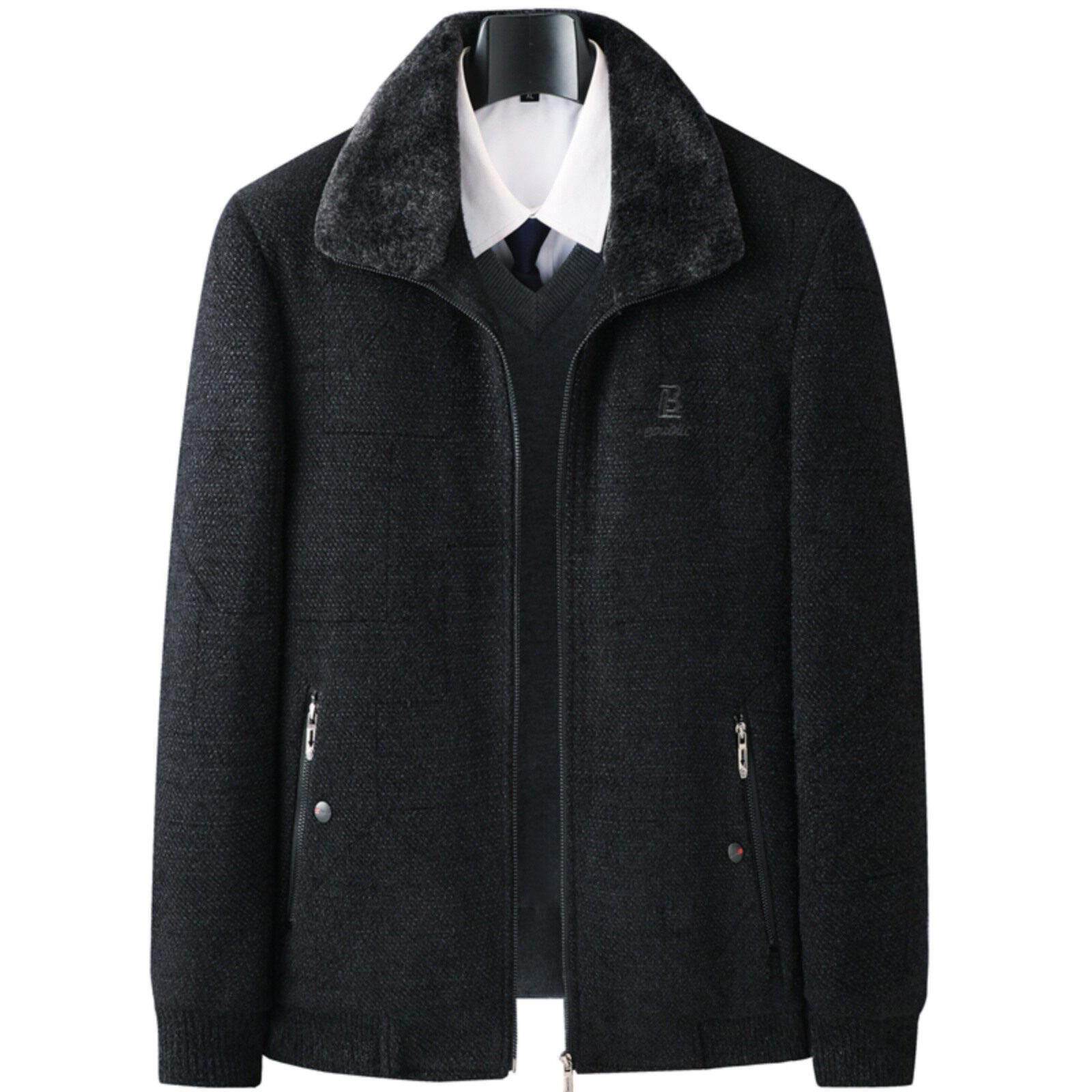 秋冬季加绒加厚夹克衫男士中老年爸爸雪尼尔外套2025冬装保暖棉衣