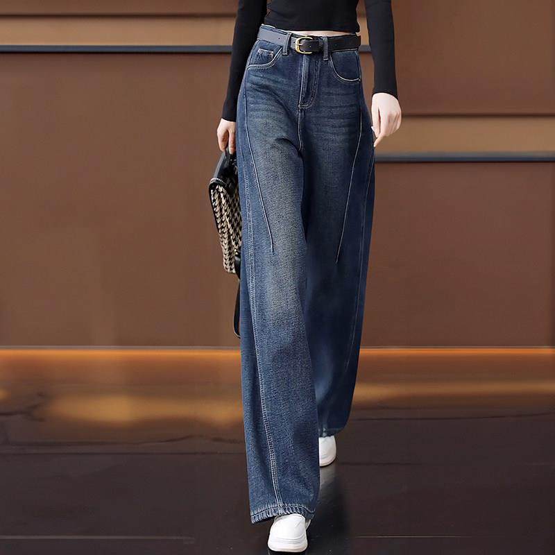 阔腿香蕉牛仔裤女秋冬2025新款韩版高腰宽松加绒休闲弯刀直筒裤子,女装/女士精品,牛仔裤,淘宝优惠券,粉丝福利购,淘宝优惠卷