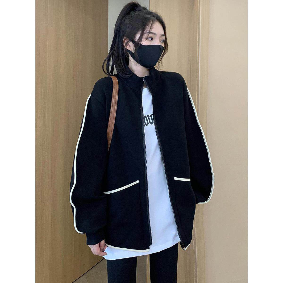 春秋新款2025慵懒风宽松bf棒球服外套女韩版百搭开衫卫衣休闲上衣