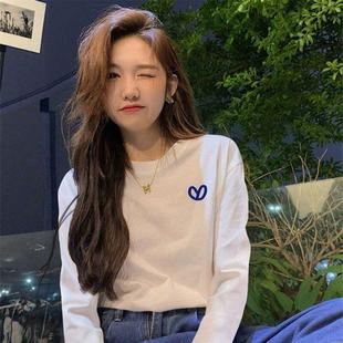 内搭纯棉打底衫 t恤女士秋季 上衣 Dsyle白色圆领正肩长袖 法国Rouje