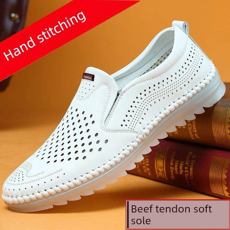 香港潮牌透气软底洞洞鞋男韩版百搭商务镂空牛筋凉鞋真皮休闲皮鞋,流行男鞋,洞洞鞋,淘宝优惠券,粉丝福利购,淘宝优惠卷