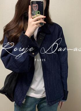 Rouje Damas韩系休闲宽松灯芯绒外套女装复古慵懒风工装夹克上衣