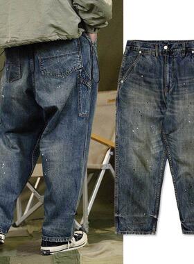 it neith BIAS美式覆古牛仔裤男直筒宽松垮牛水洗泼墨阔腿裤潮牌