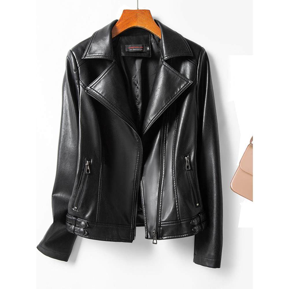 真皮皮衣女短款修身时尚2025秋冬季新款韩版大码皮夹克小外套上衣