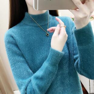 半高领毛衣女冬季2025年新款加绒加厚时尚洋气仿水貂绒针织打底衫