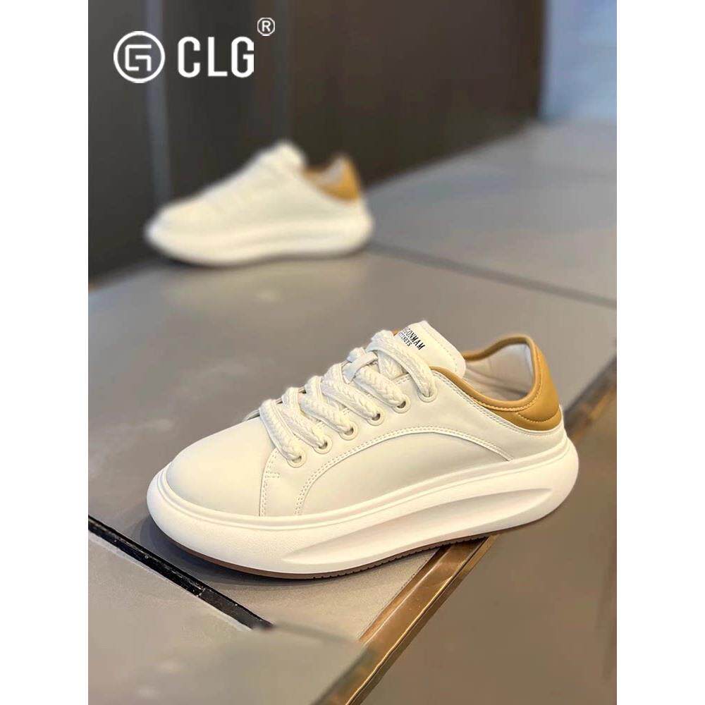 香港CLG潮牌时尚设计风厚底休闲鞋百搭运动透气松糕小白鞋男潮流