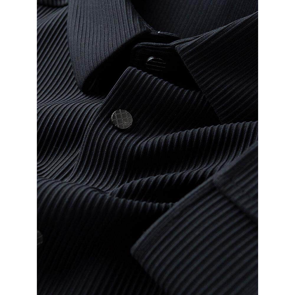 斯蒂芬竖条纹衬衫男长袖春秋季新款免烫抗皱商务休闲白色男士衬衣