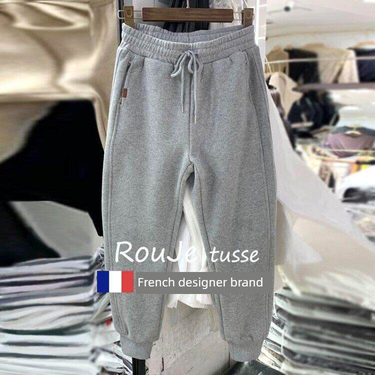 大码高腰束脚休闲运动裤女秋冬胖妹妹梨形身材裤子女显瘦哈伦卫裤