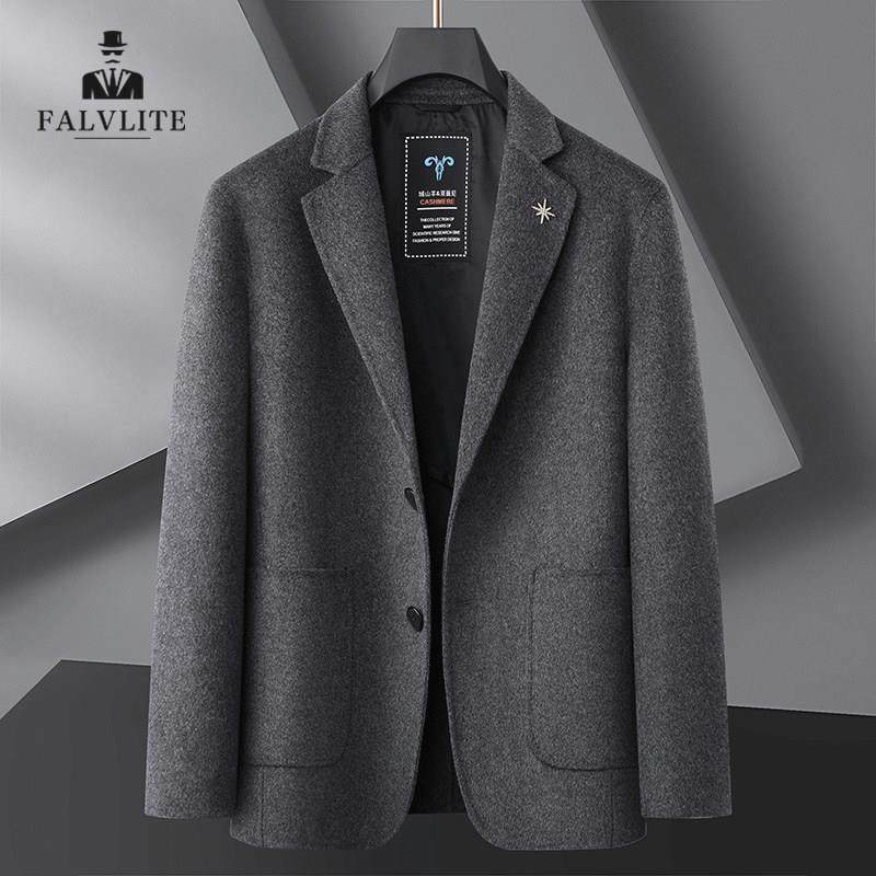 FALVLITE秋冬男士加肥加大码西装商务呢子外套休闲宽松羊毛呢西服
