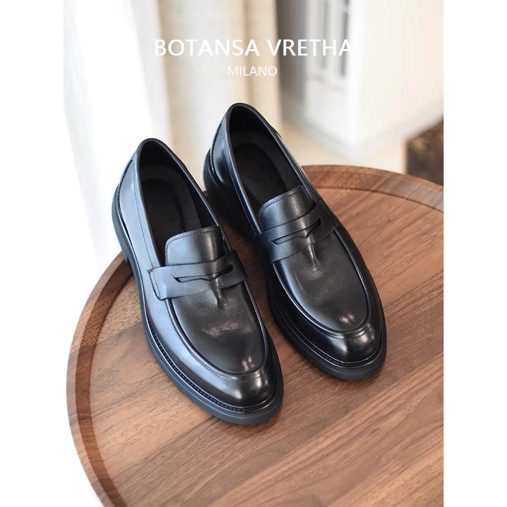 Botansa Vretha&Bv高端手工皮鞋男士英式真皮乐福鞋商务正装一步