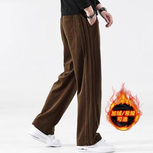 男士 BIAS潮牌雪尼尔直筒裤 加绒宽松运动男抽绳阔腿休闲 neith