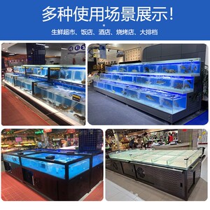 海鲜池商用制冷机一体超市饭店鱼池水产海鲜缸贝类池移动海鲜鱼缸