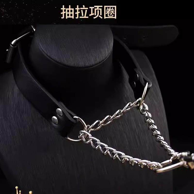 窒息项圈女m金属链抽拉收紧朋克风k8k9项圈puppy牵引绳