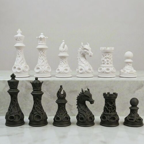 龙纹表面国际象棋棋子,高颜值哥特风格,个人收藏,便携轻巧3d打印