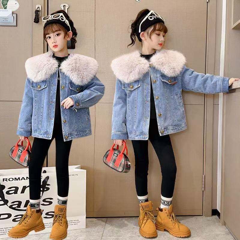 新款牛仔童装女童2025加绒外套加厚韩版儿童秋冬季衣服宝宝冬装潮