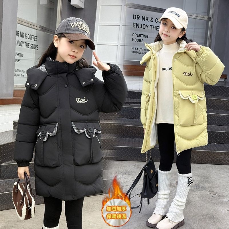 女童棉服儿童2025新款加厚冬季加长款棉袄洋气冬装棉衣外套公主风