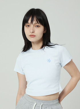 Y2NG 原创夏季新款重磅logo印花露脐辣妹短袖T恤女正肩上衣