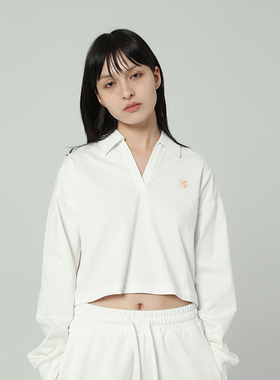 Y2NG原创V领长袖POLO衫女秋季新款重磅oversize宽松露脐上衣