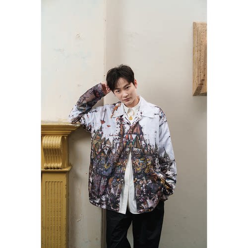 Y2NG联名满印防风加绒教练夹克